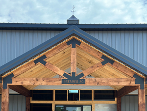 Custom set of timber frame truss brackets.  Made from Heavy duty steel with a long lasting powder coated finish.  This custom truss bracket set showcases our ability to make your timber frame truss stand out.