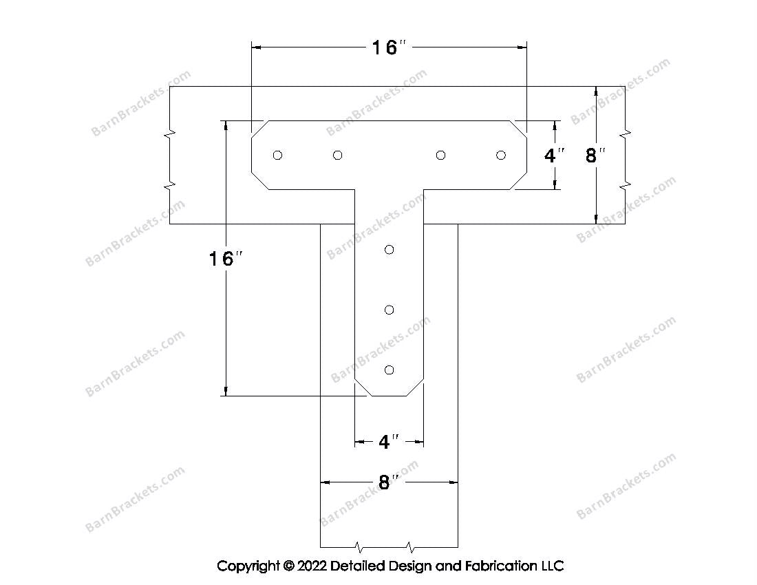 Spring Tee Bracket Tee Bracket - 1/4 inch thick x 16 inch x 16 inch – Barn Brackets