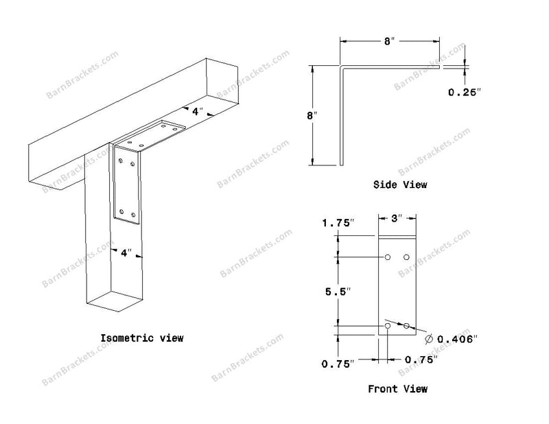 Stainless Steel Angle Bracket for 4 inch Beams – Barn Brackets