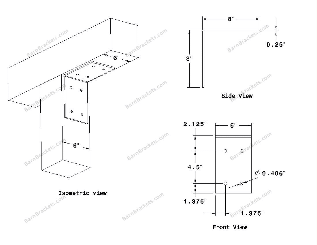 Stainless Steel Angle Bracket for 6 inch Beams – Barn Brackets