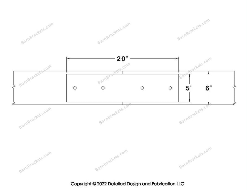 Union Brackets for 6 inch beams - Square - Centered style holes - BarnBrackets.com