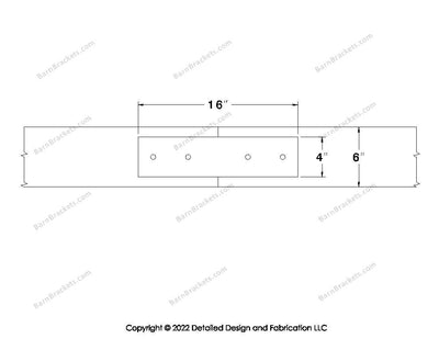 Union Brackets for 6 inch beams - Square - Centered style holes - BarnBrackets.com