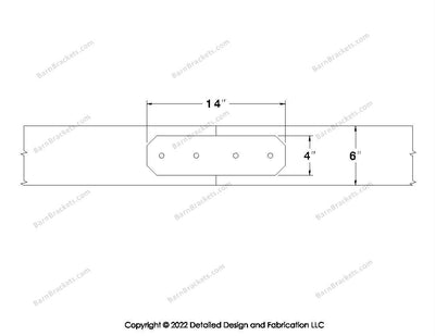 Union Brackets for 6 inch beams - Chamfered - Centered style holes - BarnBrackets.com