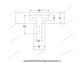 T shaped Brackets for 6 inch beams - Chamfered - Centered style holes