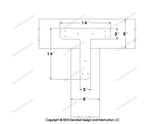 T shaped Brackets for 8 inch beams - Chamfered - Triangular style holes