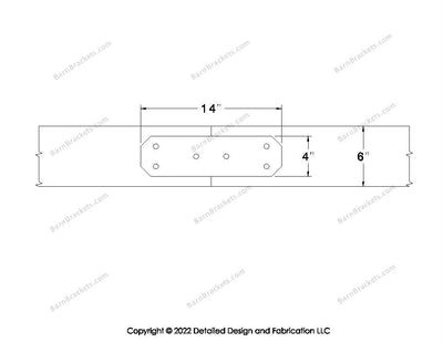 Union Brackets for 6 inch beams - Chamfered - Triangular style holes - BarnBrackets.com