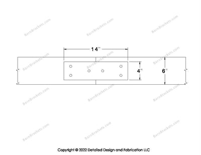 Union Brackets for 6 inch beams - Square - Triangular style holes - BarnBrackets.com